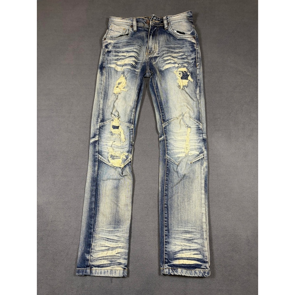 Arketype Jeans Boys Size 14 Blue Distressed Moto Biker Denim